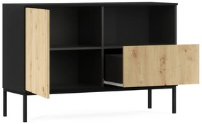Komód LANZZI 120x40 cm, fekete/tölgyfa