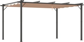 Outsunny Pergola Pavilon Állítható Folyóka Tetővel 3 x 4 m Teraszi Napernyő Alumínium Napvédő Borító Terasz Kert Szürke+Barna | Aosom