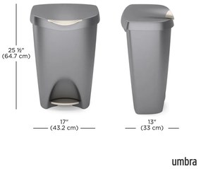Szürke műanyag pedálos szemetes 50 l Brim – Umbra