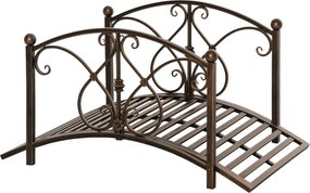 Outsunny Vintage Fém Kerti Híd, Dekoratív Híd Virágos Elemmel, 99x68x53cm, Bronz | Aosom