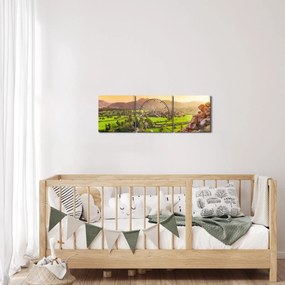 Kép a Hampi-völgyről Indiában (órával) (90x30 cm)