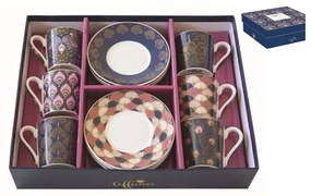 Porcelán espresso csésze+alj 6 személyes - Coffee Mania Peacock