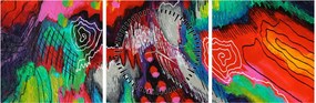Absztrakt kép - színek (órával) (90x30 cm)