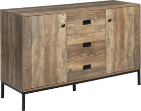 HOMCOM Konyhai Buffet Tároló Szekrény 2 Szekrénnyel Állítható Polccal 3 Fiókkal Modern Stílusban - 120 x 39,5 x 77 cm Barna | Aosom