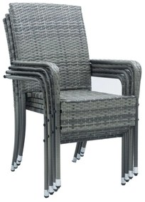 Juskys Yoro rattan székek 4 darabos - melírozott szürke
