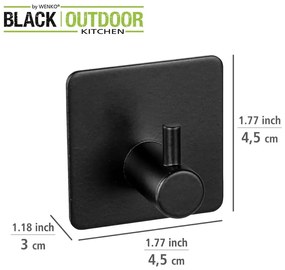 Fekete öntapadós rozsdamentes acél akasztó szett 2 db-os Black Outdoor Kitchen Ureo – Wenko