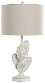 Fehér vintage asztali lámpa leveles dekorral 72 cm