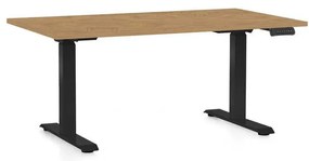 OfficeTech C állítható magasságú asztal, 120 x 80 cm, fekete alap, köves tölgy