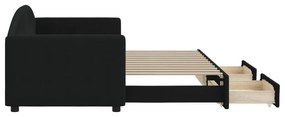 fekete kihúzható szövet heverő fiókokkal 80 x 200 cm
