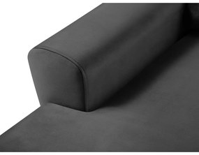 Sötétszürke bársony kinyitható tárolóhelyes sarokkanapé (bal oldali-heverő résszel) Kyoto – Cosmopolitan Design