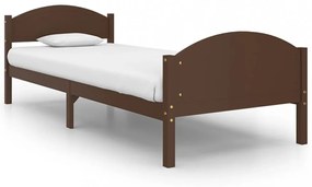 sötétbarna tömör fenyőfa ágykeret 100 x 200 cm