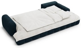 Petróleum színű bársony kinyitható-tárolóhelyes sarokkanapé (jobb oldali-heverő résszel) Linz – Cosmopolitan Design