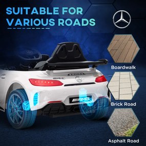 AIYAPLAY Elektromos gyerekautó, Mercedes, 3-5 km/h, távirányító, fények és zene, fehér