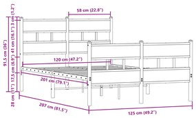 ágykeret fejtámlával és lábtámasszal matrac nélkül 120 x 200 cm