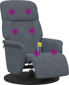 vidaXL sötétszürke bársony dönthető masszázsfotel lábtartóval