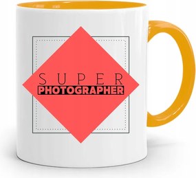 Sárga Fotós Bögre Photographer Ajándék fényképes nyomtatással