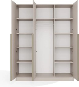 Aldabra Senso 3D gardróbszekrény, 150 cm, 3 ajtó, arany fogantyúk, kasmír