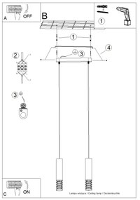 Sollux SL.1687 - Csillár zsinóron LAMI 2xGU10/10W/230V fehér