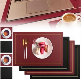 Szett 8X Asztal Alátét Tányér Bőr Vízálló Nagy Kis Szett