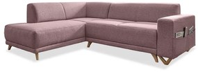 Rózsaszín kinyitható-tárolóhelyes sarokkanapé (bal oldali-L alakú) Classy Sophie – Miuform