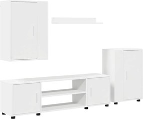 vidaXL TV szekrény garnitúra Falra szerelhető 4 pcs Fehér Faanyag