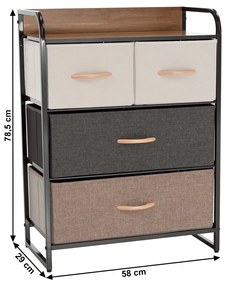 HAZEL TYP 2 szekrény szövet fiókokkal, barna, M