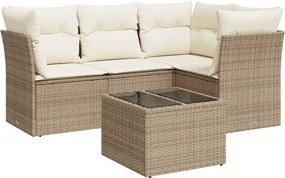 vidaXL 5 részes bézs polyrattan kerti ülőgarnitúra párnákkal