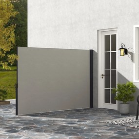 Outsunny Kihúzható Kerti Oldalsó Napernyő Magánéletvédő Képernyő 3m x 1.8m Alumínium Anti-UV Magas Sűrűségű 180 gsm Világosszürke | Aosom