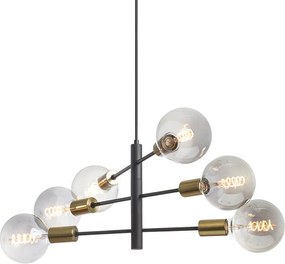 RENDL ARTEMIA 6 závěsná černá česaná mosaz 230V LED E27 6x15W