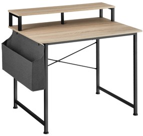 tectake 404665 íróasztal polccal és szövet táskával - könnyű fa, tölgy sonoma, 120 cm