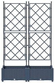 Kertvirágcserép trellissel 2 db Szürke 80x40x125.5 cm