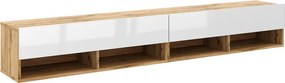 TV szekrény 200 cm 2 ajtós Wotan tölgy / fehér magasfény színkombinációban – DERBY