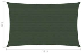 sötétzöld HDPE napvitorla 160 g/m² 3 x 6 m