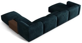 Sötétkék bársony moduláris sarokkanapé (jobb oldali-U alakú) Martina – Micadoni