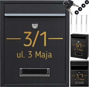 Postaláda Rib Levél Fekete Arany Minta