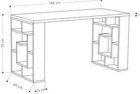 Íróasztal Maze - White, Dark Oak