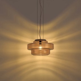 Retro függőlámpa sötét bronz borostyánszínű üveggel - Barb