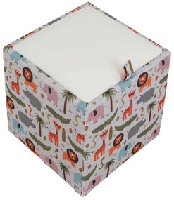 Kocka puff tárolóval állat mintás-bézs N