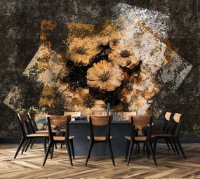 Fotótapéta - Arany virágok - fal (152,5x104 cm)