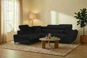 Bal oldali, ággyá alakítható sarokkanapé TIL Fekete