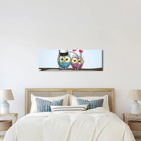 Kép - szerelmes baglyok (órával) (90x30 cm)