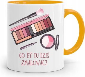 Sárga Bögre Kozmetikusnak Mit Fessünk Ma? fényképes nyomattal