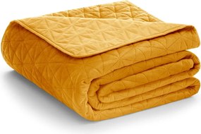 Sárga bársony steppelt ágytakaró 260x280 cm Laila – AmeliaHome