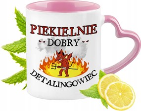 Kiskereskedői bögre Rózsaszín, szív alakú füllel Kávé ajándék