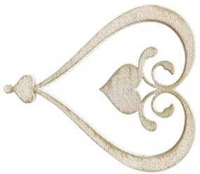 Lézervágott fa dekoráció áttört szív rózsa-antik arany koptatott 10x10cm