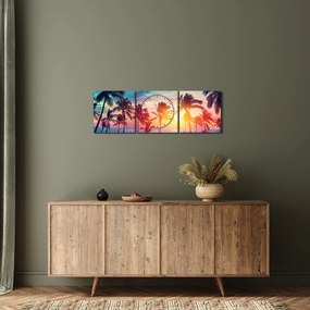 Kép - trópusi naplemente (órával) (90x30 cm)