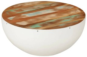 tál alakú fehér újrahasznosított fa dohányzóasztal Ø50x24 cm