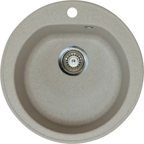 Venera Metalac 113004 Gránit Mosogatótálca - Extra mély, Egymedencés, Kerek, Bézs