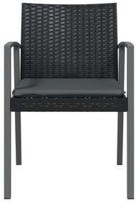 6 db fekete polyrattan kerti szék párnával 56,5x57x83 cm