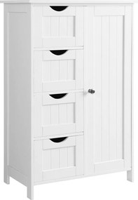 Fürdőszoba szekrény padló, szekrény 4 fiókkal fehér